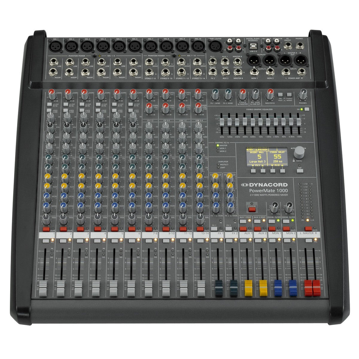 DYNACORD POWERMATE 1000-3 MIXER ANALOGICO AMPLIFICATO CON INTERFACCIA USB E DOPPI EFFETTI STEREO - TechSoundSystem.com