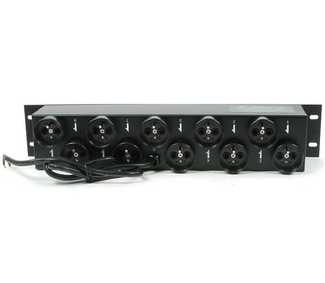 EXTREME (VARYTEC) DISPATCH 431 CIABATTA RACK 2U CON 10 PRESE SCHUKO 10 INTERRUTTORI SEPARATI E 10 FUSIBILI DI SICUREZZA - TechSoundSystem.com