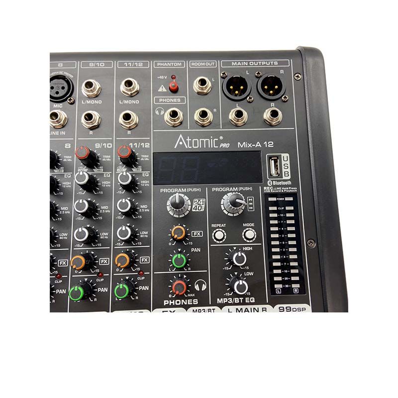 ATOMIC MIX-A 12 MIXER 8 CANALI MONO 2 STEREO 99 EFFETTI USB BLUETOOTH