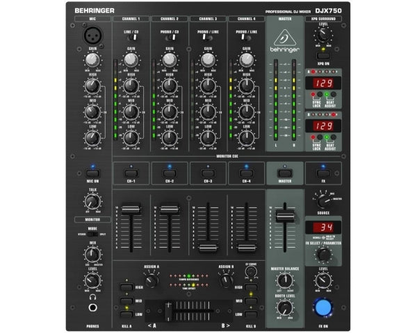 BEHRINGER DJX750 PRO MIXER PER DJ CON 5 CANALI ED EFFETTI DIGITALI E CONTATORE BPM - TechSoundSystem.com