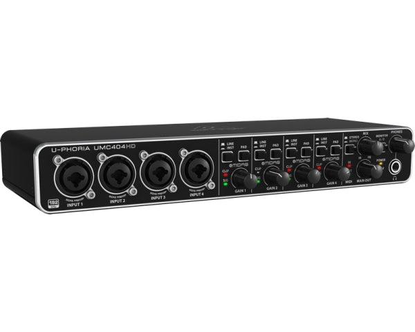 BEHRINGER UMC404-HD U-PHORIA INTERFACCIA AUDIO 4X4 MIDI USB 192 KHZ PREAMPLIFICATORI MIDAS SCHEDA PHANTOM +48V - TechSoundSystem.com