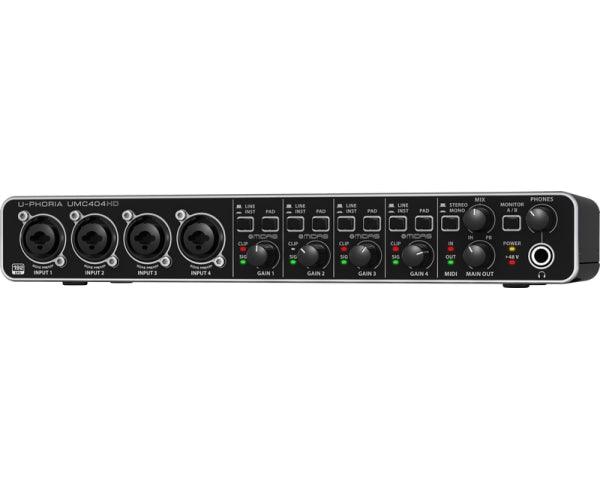 BEHRINGER UMC404-HD U-PHORIA INTERFACCIA AUDIO 4X4 MIDI USB 192 KHZ PREAMPLIFICATORI MIDAS SCHEDA PHANTOM +48V - TechSoundSystem.com