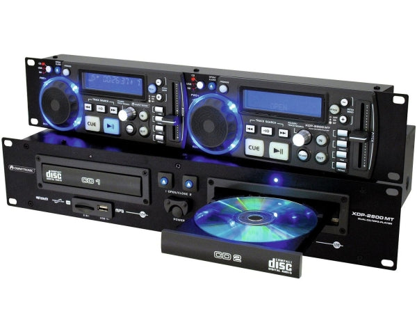 OMNITRONIC XDP-2800MT DOPPIO LETTORE CD MP3 USB SD MT DA RACK CON MASTERTEMPO - TechSoundSystem.com