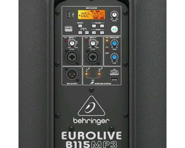 BEHRINGER B115-MP3 EUROLIVE CASSA ATTIVA 1000 WATT 15" 2 INGRESSI + LETTORE MP3 + WIRELESS READY - TechSoundSystem.com