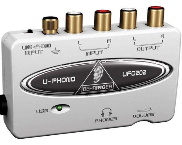 BEHRINGER UFO202 U-PHONO INTERFACCIA AUDIO 48 KHZ USB + SOFTWARE + PREAMPLIFICATORE PER GIRADISCHI IPAD IPOD CON PHONO PREAMP GROUND - TechSoundSystem.com