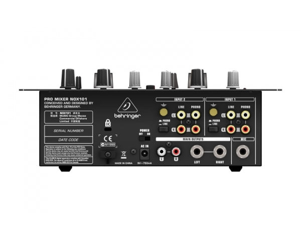 BEHRINGER NOX101 PRO DJ MIXER 2 CANALI USB FADERS INFINIUM CROSSFADER VCA - TechSoundSystem.com