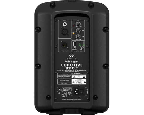 BEHRINGER B110D EUROLIVE CASSA ATTIVA AMPLIFICATA WOOFER 10" 300 WATT EQUALIZZATORE 2 BANDE WIRELESS READY - TechSoundSystem.com