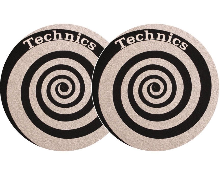 TECHNICS SLIPMATS TAPPETINI PER GIRADISCHI NERO SILVER COPPIA TAPPETINI