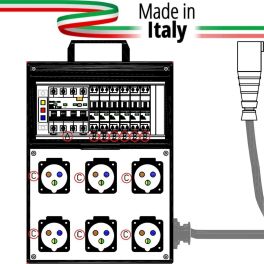 QUADRO CORRENTE POWERBOX SPINA 32A TRIFASE 6 PRESE CEE 16A MONOFASE 3 SPIE DI RETE CAVO 5X6MM2 DA 2MT - 1 - Techsoundsystem.com